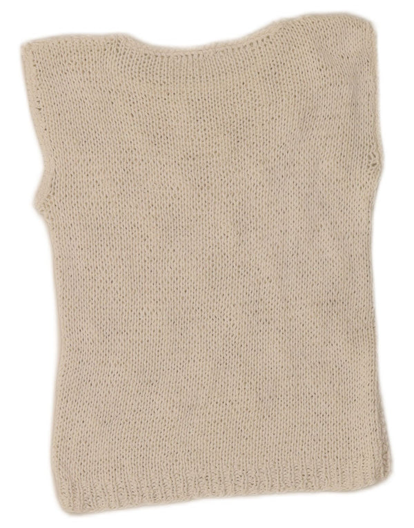 Vintage Womens Crop Vest Tank Top UK 4 XS White