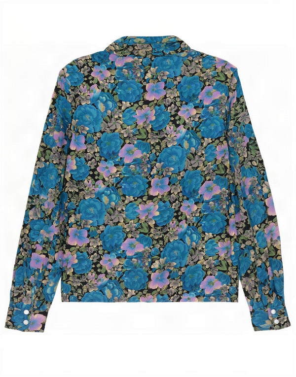 Vintage Womens Shirt Blouse UK 18 XL Blue Floral