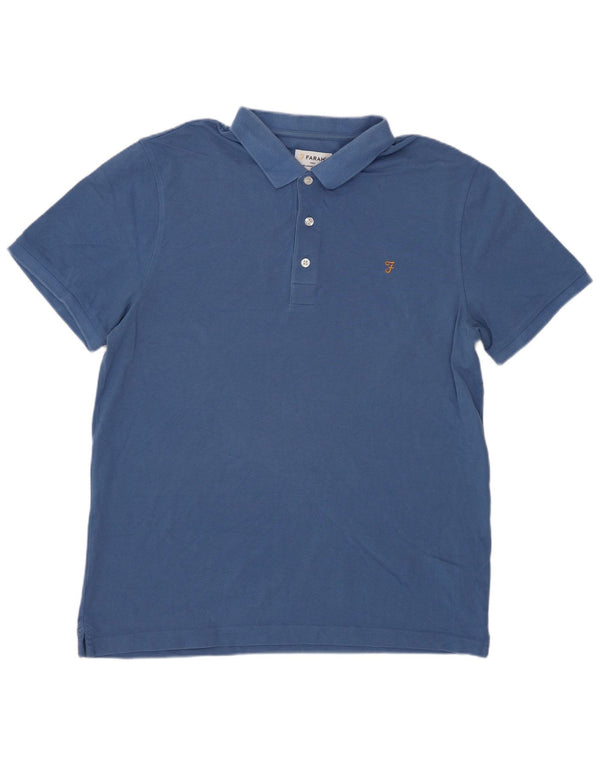 Farah Mens Polo Shirt Large Blue Cotton