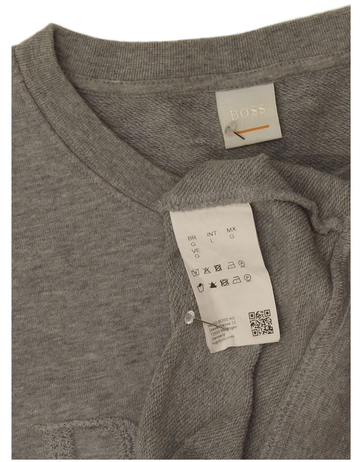Hugo Boss Womens Graphic Sweatshirt Jumper UK 16 Large Grey Cotton