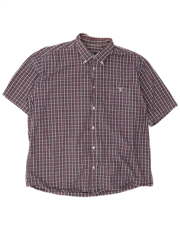 Gant Mens Short Sleeve Regular Fit Shirt 3XL Blue Check