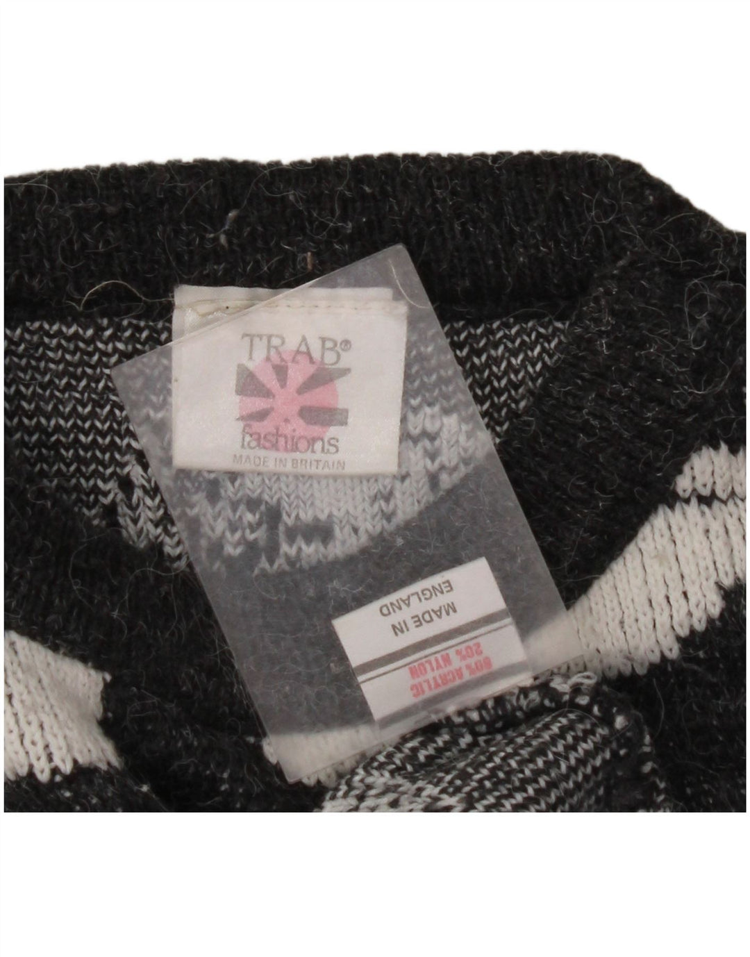 VINTAGE Womens Crew Neck Jumper Sweater UK 16 Large Grey Spotted Acrylic