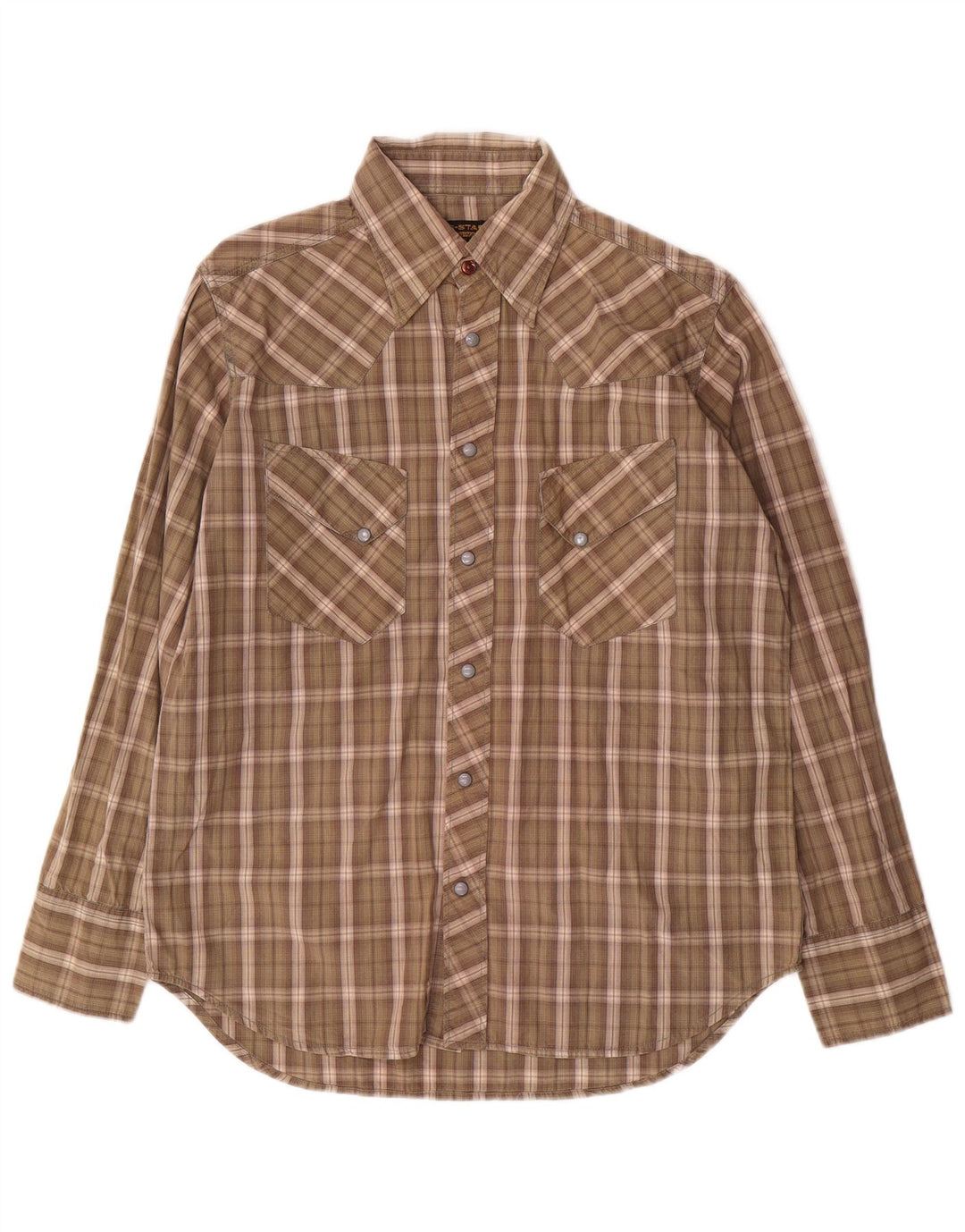 G-STAR Mens Shirt Large Brown Check Cotton