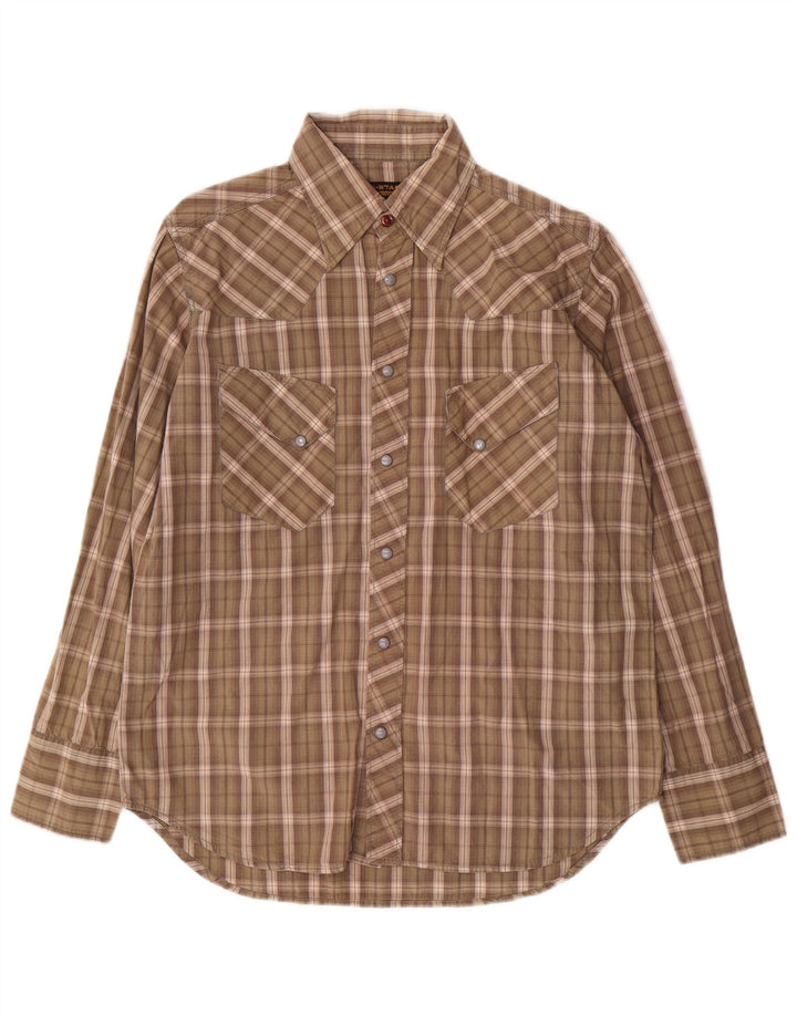 G-STAR Mens Shirt Large Brown Check Cotton