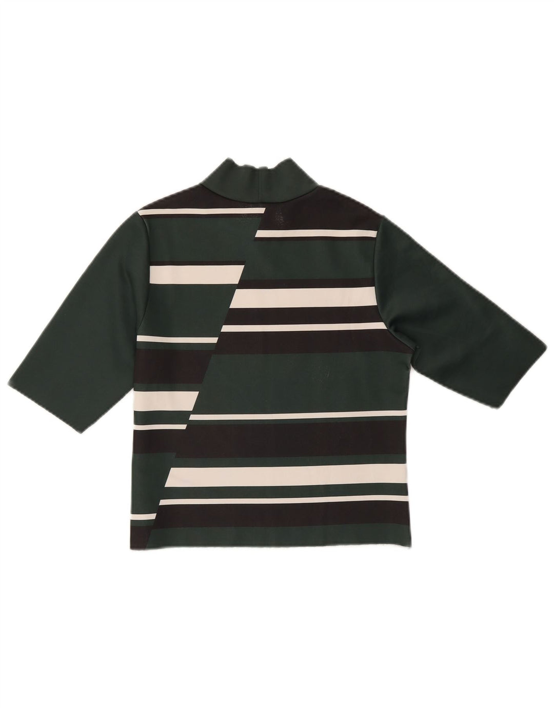 ZARA Womens Crop Top 3/4 Sleeve UK 12 Medium Green Colourblock