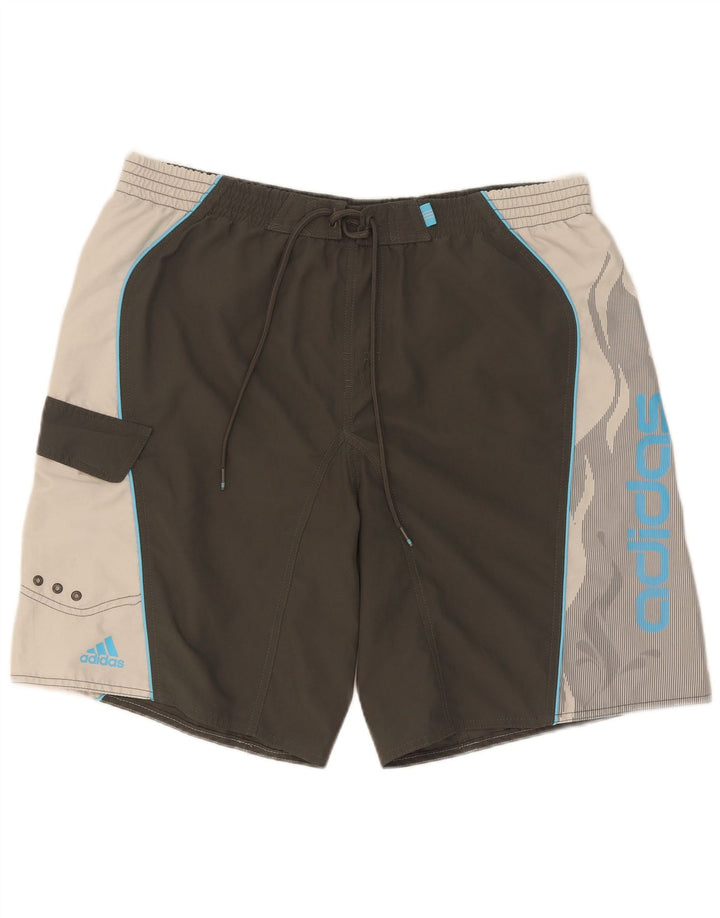 Adidas Mens Graphic Swimming Shorts Large  Grey Colourblock Polyester