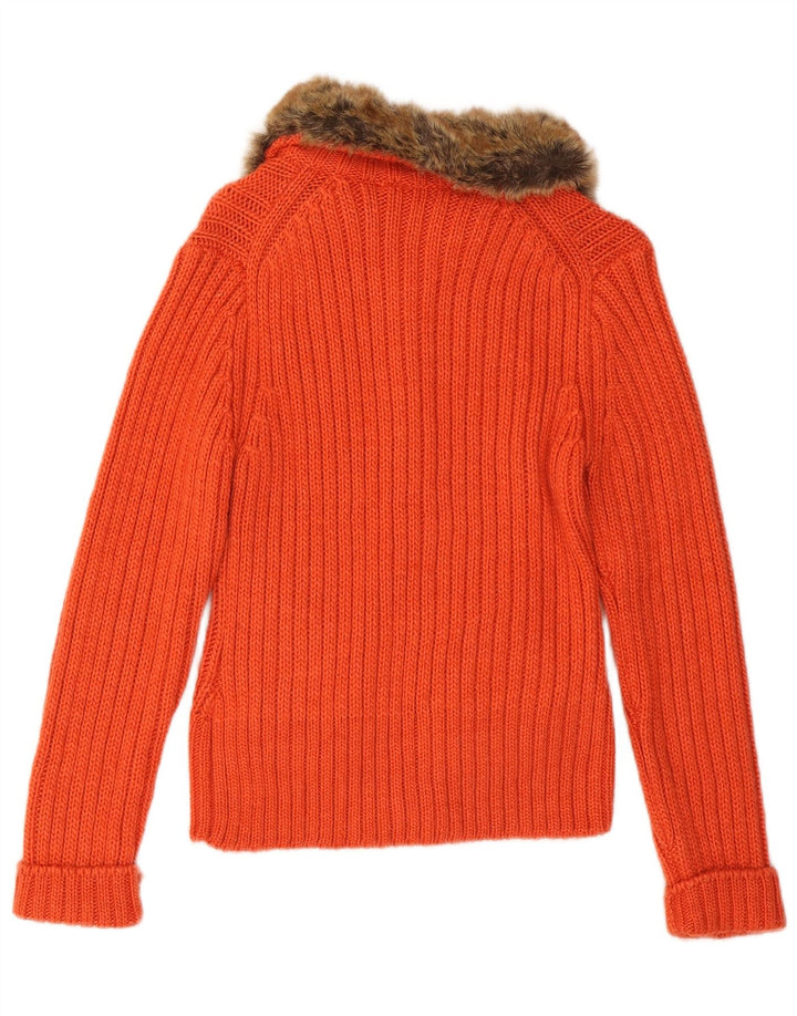 PROMOD Womens Cardigan Sweater UK 12 Medium Orange Wool
