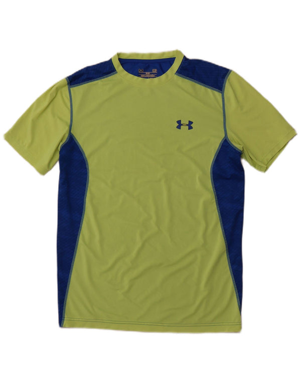 UNDER ARMOUR Mens Heat Gear T-Shirt Top Small Green Colourblock
