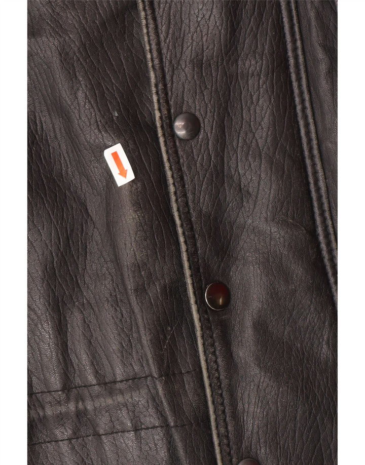 VINTAGE Mens Leather Jacket UK 40 Large Black Leather