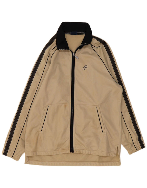 Asics Mens Tracksuit Top Jacket XL Beige Colourblock