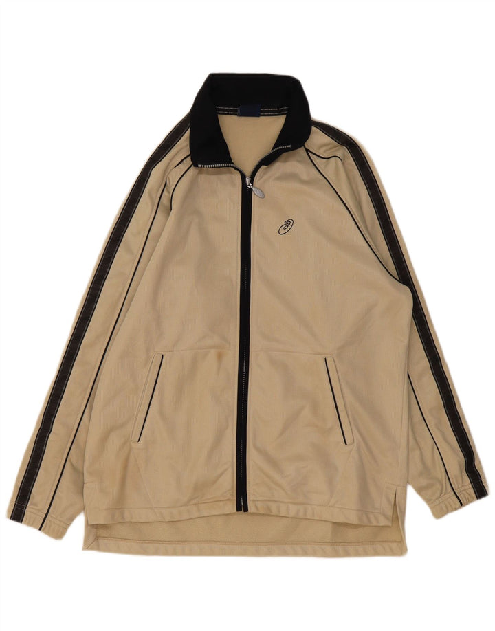 Asics Mens Tracksuit Top Jacket XL Beige Colourblock