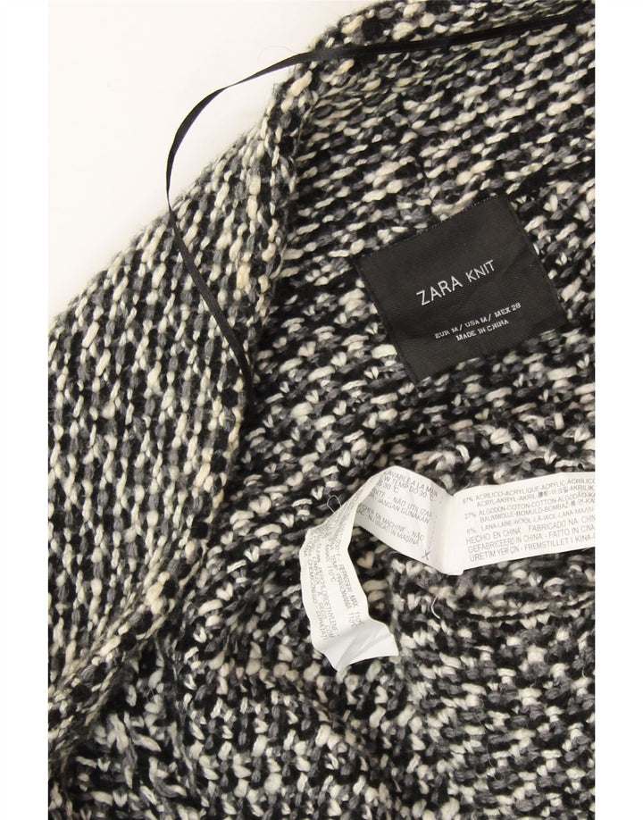 ZARA Womens Oversized Open Cardigan Sweater UK 14 Medium Black Flecked