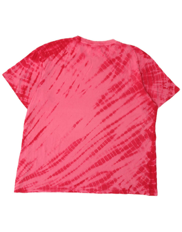 Fila Womens Oversized Graphic T-Shirt Top UK 16 Large  Pink Tie Dye Cotton