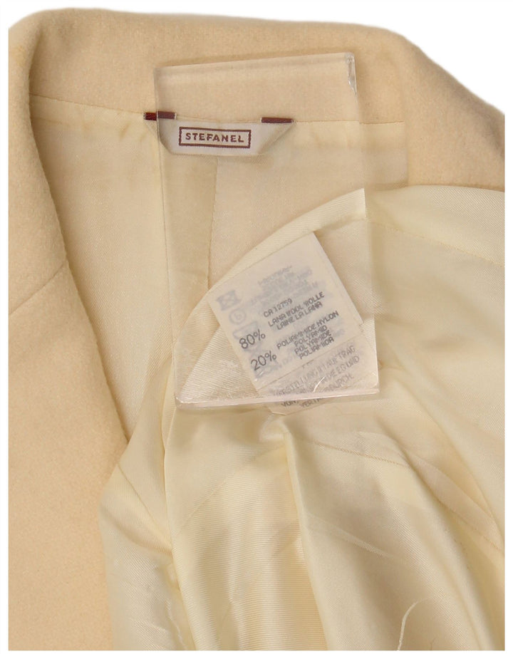 Stefanel Womens 3 Button Blazer Jacket UK 14 Medium Beige Wool