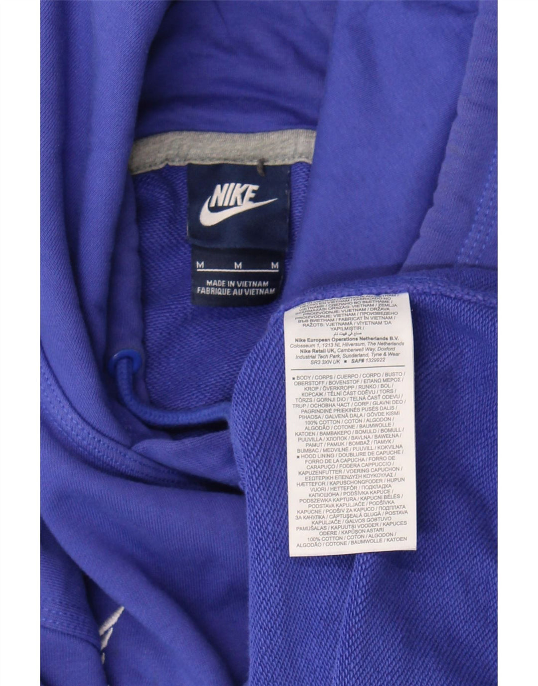 Nike Mens Graphic Hoodie Jumper Medium Blue Cotton