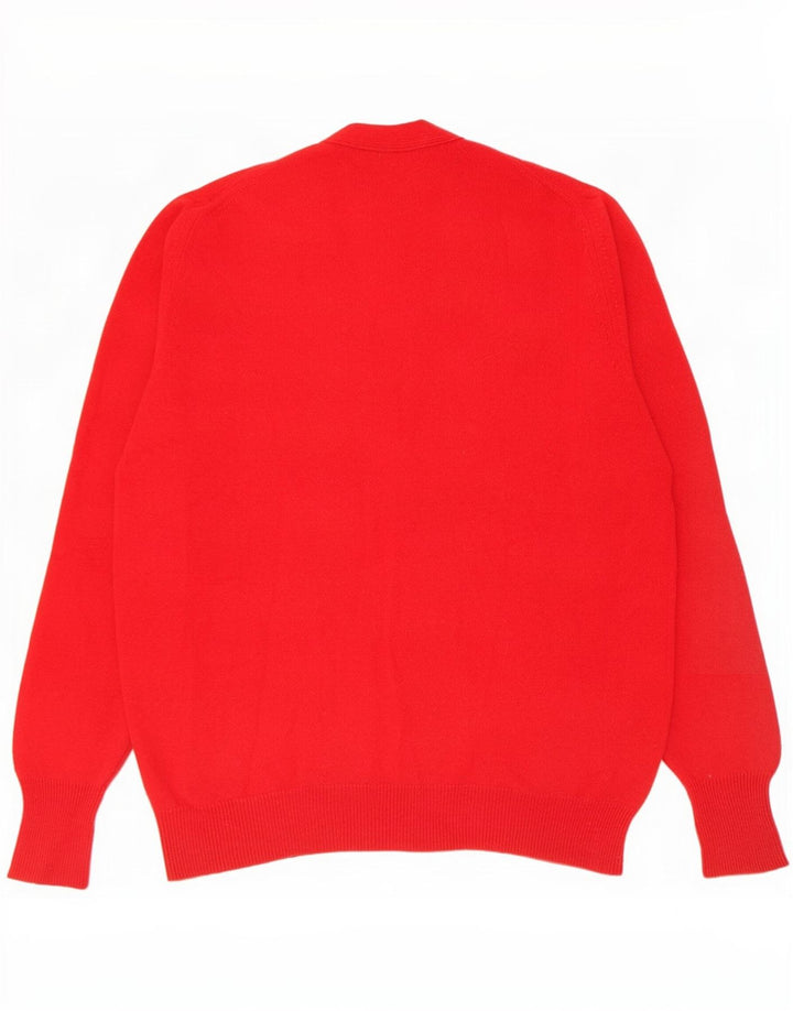 William Lockie Mens Cardigan Sweater Large Red Lambswool