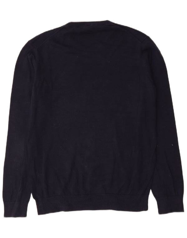 Crew Clothing Mens V-Neck Jumper Sweater Large Navy Blue Cotton