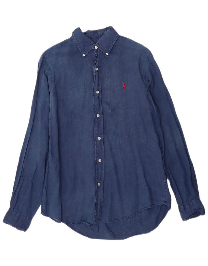 Ralph Lauren Mens Shirt Small Navy Blue Linen