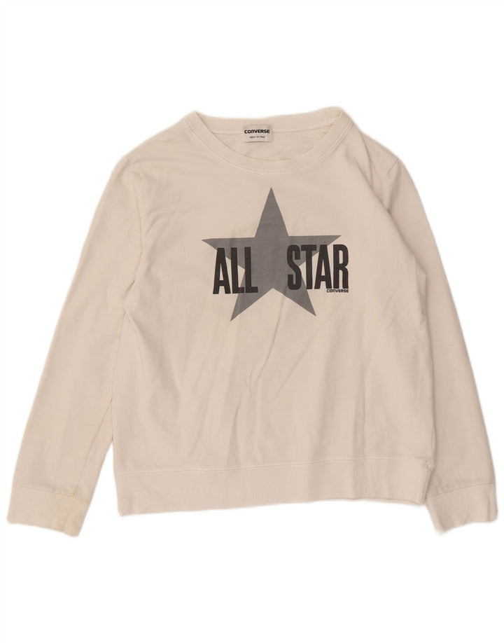 Converse Mens All Star Graphic Sweatshirt Jumper Medium White Cotton