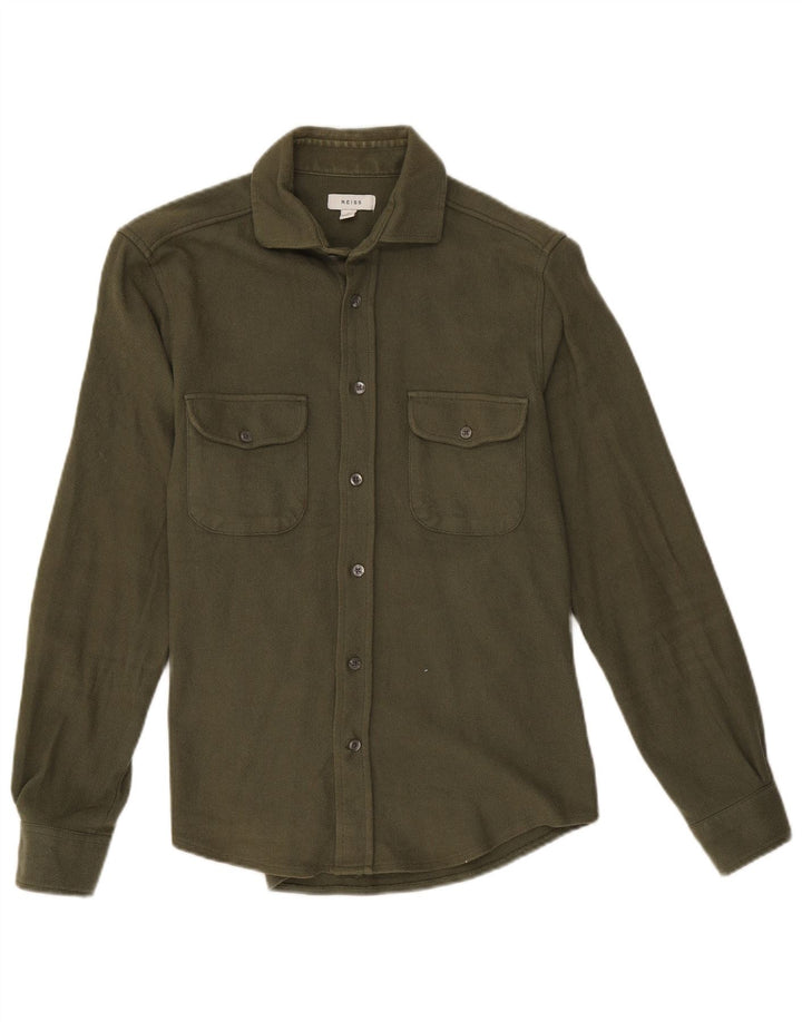 Reiss Mens Shirt Small Khaki Cotton