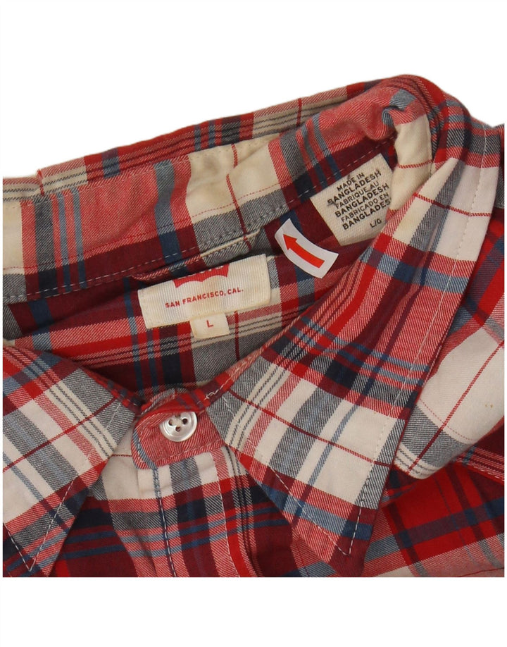 LEVI'S Mens Flannel Shirt Large Red Check Cotton