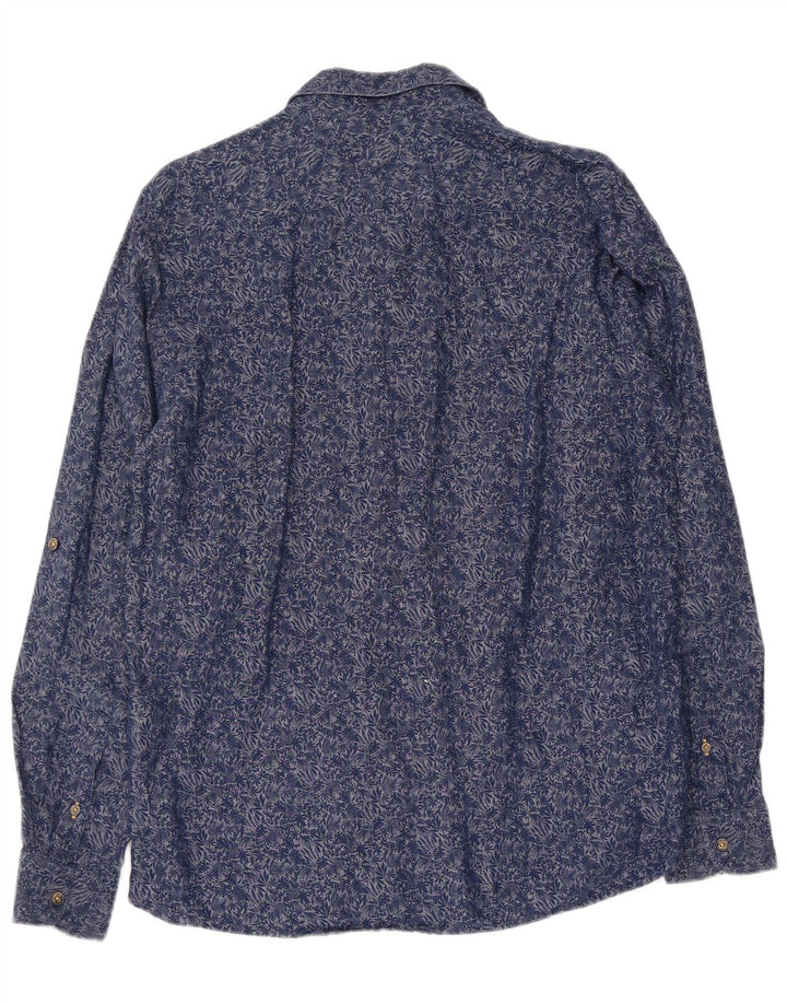 TED BAKER Mens Shirt Size 4 Large Navy Blue Floral Cotton