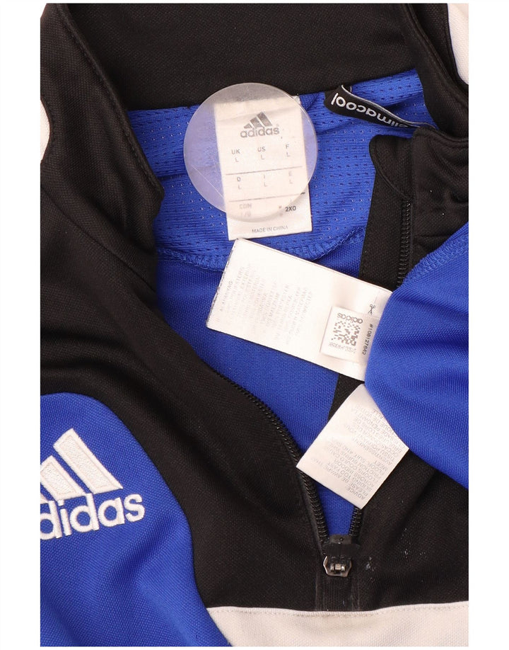 ADIDAS Mens Climacool Pullover Tracksuit Top Large Blue Colourblock
