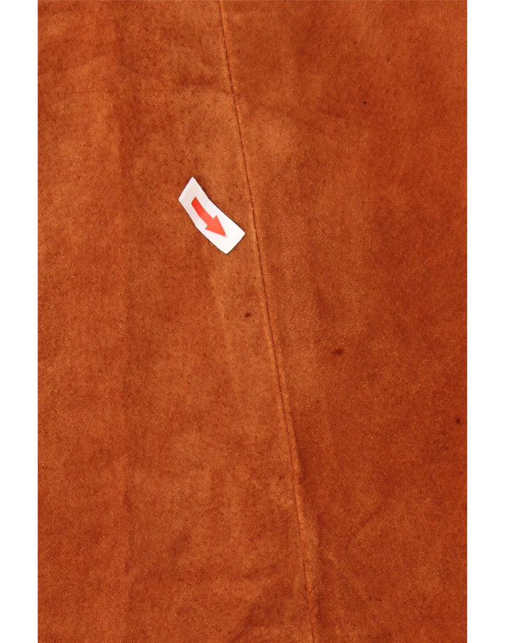 VINTAGE Womens Suede Gilet UK 24 4XL Brown Leather
