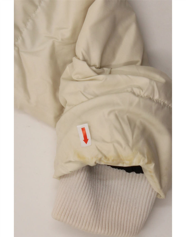 CALVIN KLEIN Womens Hooded Padded Jacket UK 14 Medium Off White Polyester