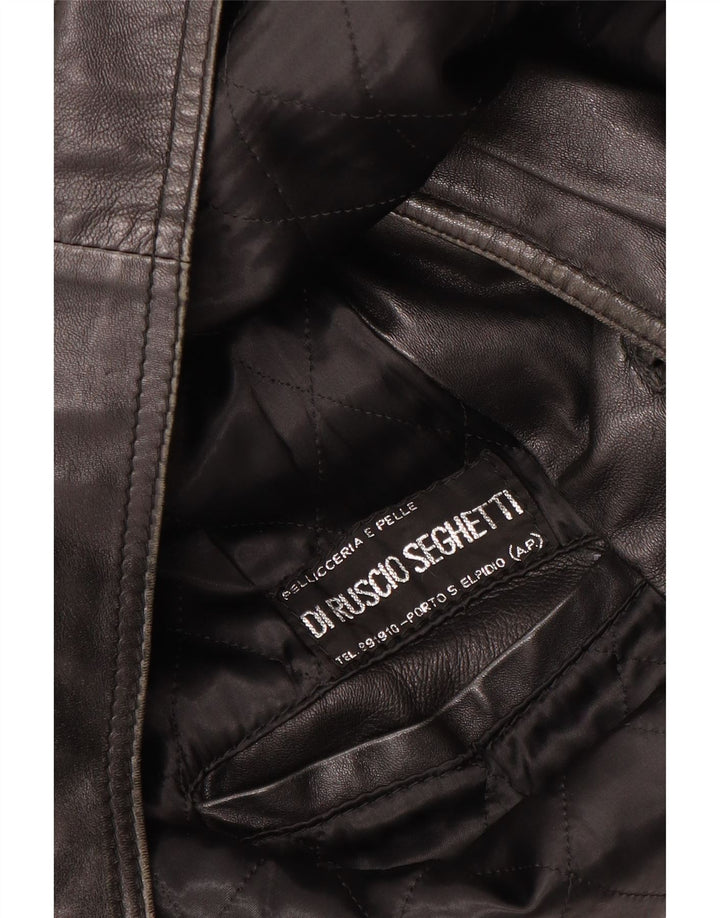 VINTAGE Mens Leather Jacket UK 40 Large Black Leather