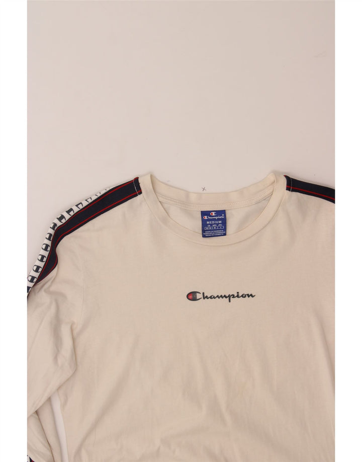 CHAMPION Mens Graphic Top Long Sleeve Medium Off White Colourblock Cotton Vintage Champion and Second-Hand Champion from Messina Hembry 