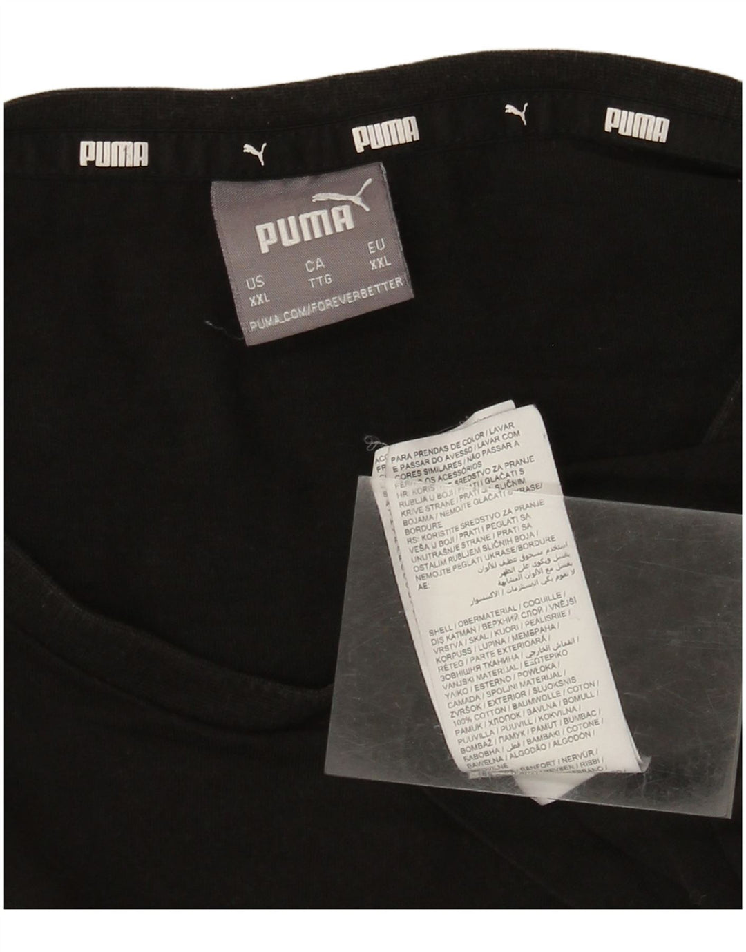 Puma Mens T-Shirt Top 2XL Black Cotton