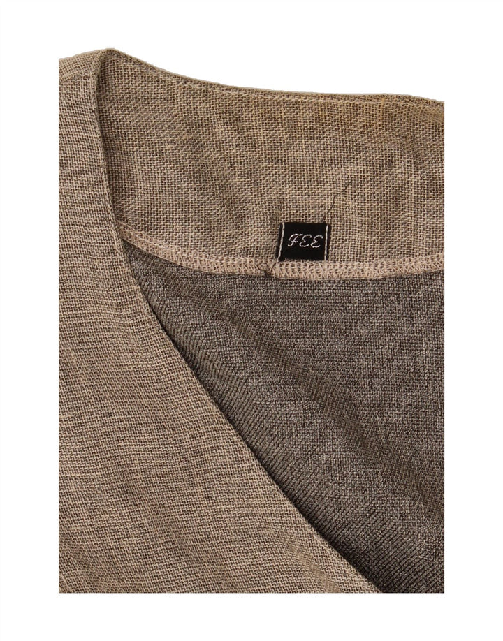 VINTAGE Womens Short Sleeve 1 Button Blazer Jacket UK 16 Large Beige Vintage Vintage and Second-Hand Vintage from Messina Hembry 