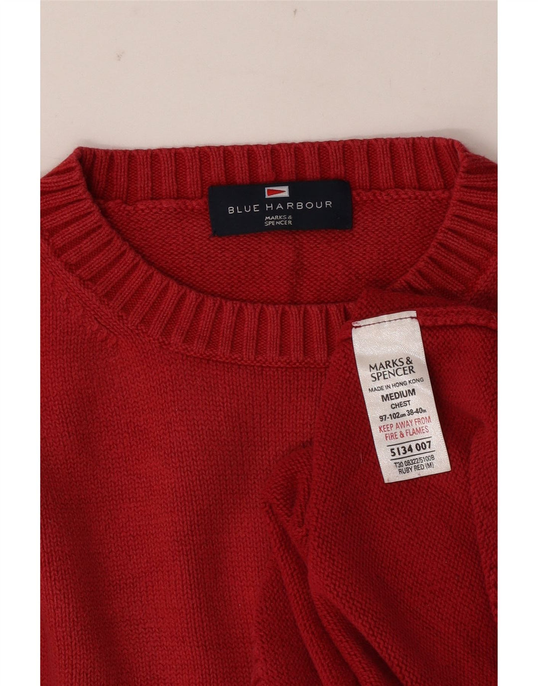 Marks & Spencer Mens Blue Harbour Crew Neck Jumper Sweater Medium Red