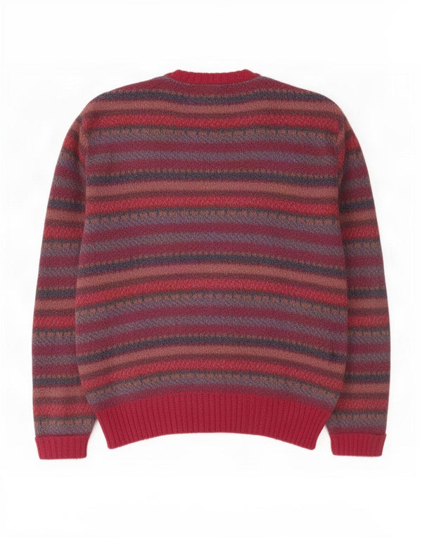 Vintage Mens Loose Fit Crew Neck Jumper Sweater IT 50 Medium Red Geometric