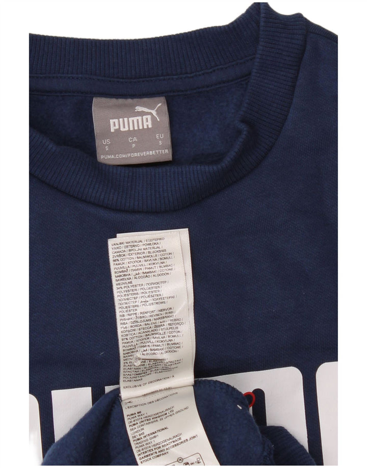 Puma Mens Graphic Sweatshirt Jumper Small Navy Blue Cotton