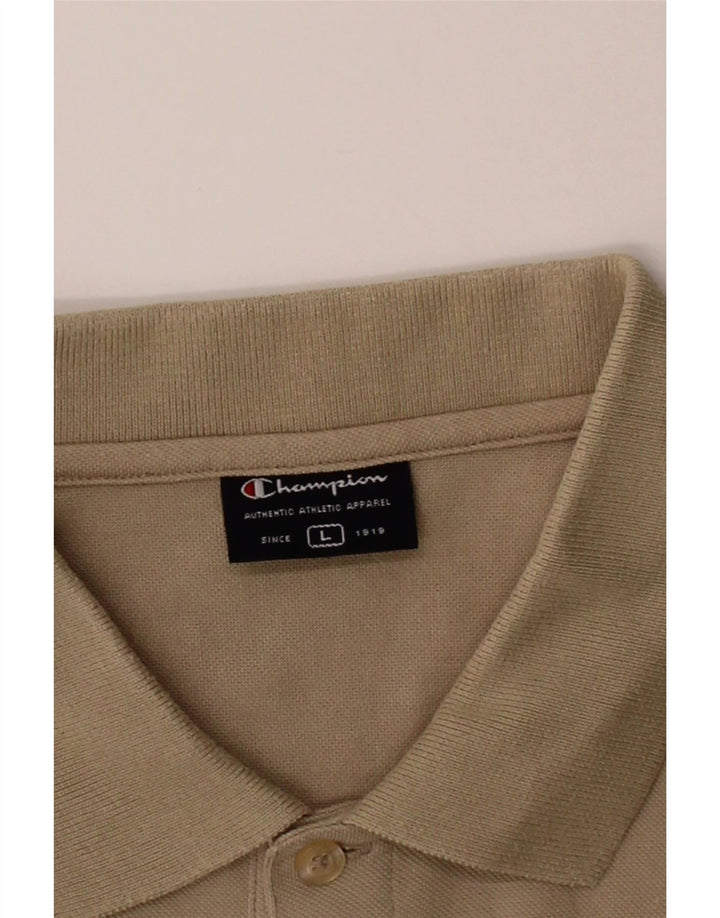 CHAMPION Mens Polo Shirt Large Beige Cotton Vintage Champion and Second-Hand Champion from Messina Hembry 