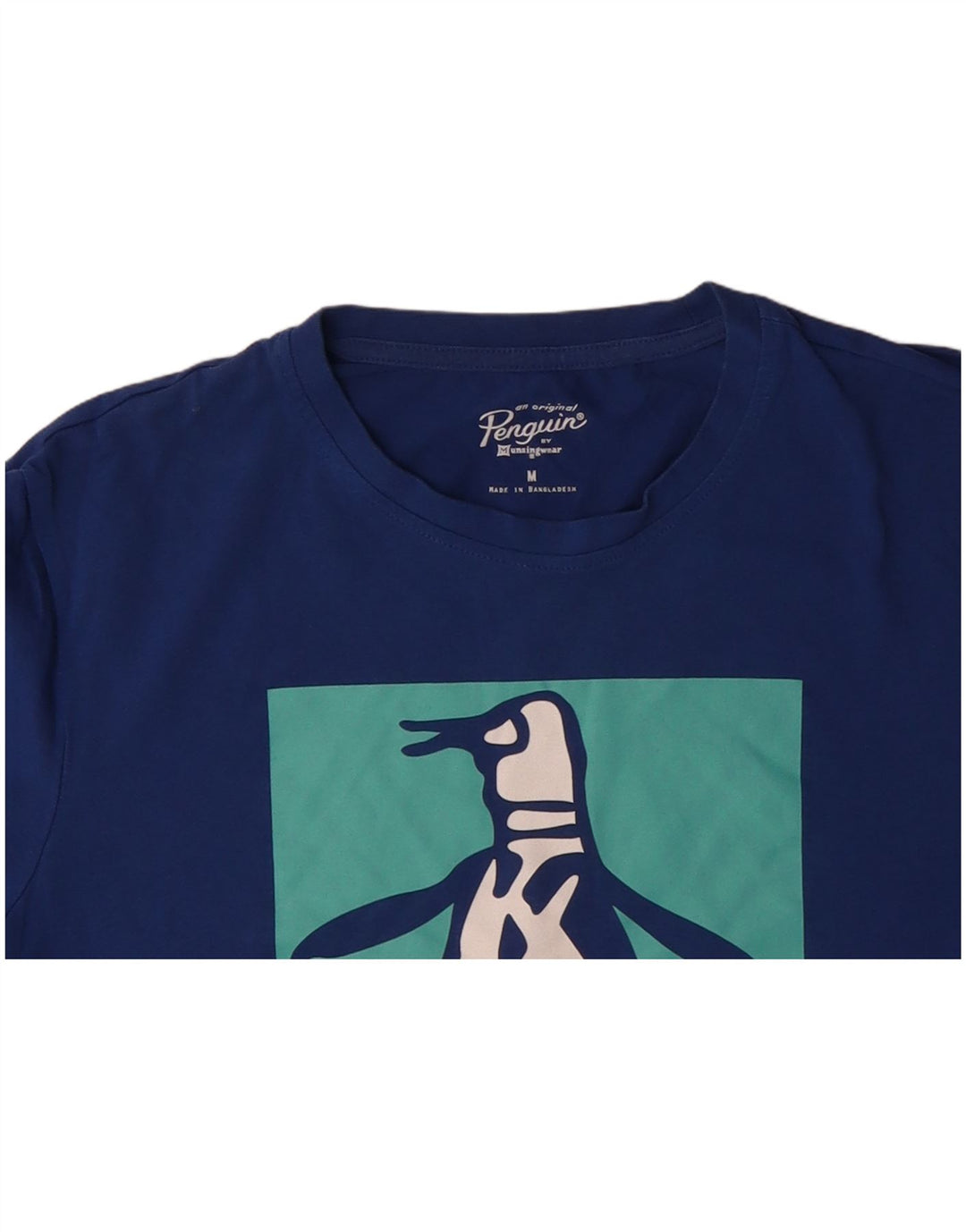 PENGUIN Mens Graphic T-Shirt Top Medium Blue Cotton