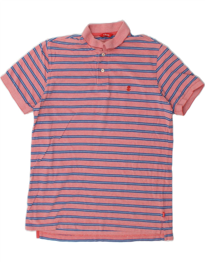 IZOD Mens Polo Shirt Medium Red Striped Cotton Vintage Izod and Second-Hand Izod from Messina Hembry 