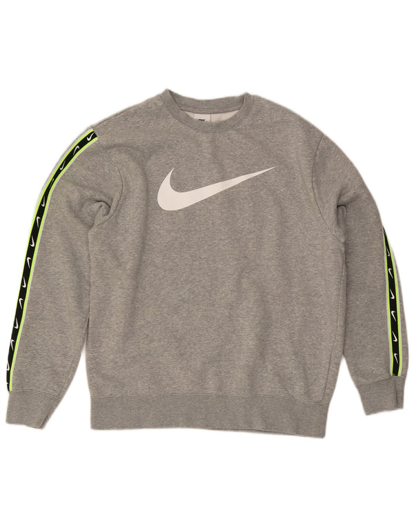 NIKE Mens Graphic Sweatshirt Jumper Medium Grey Cotton
