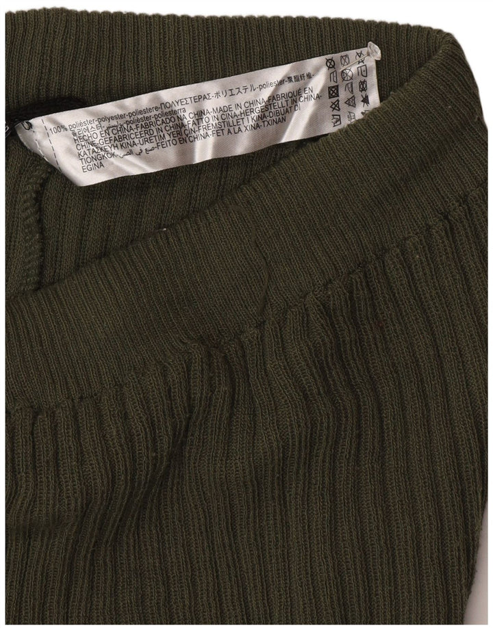 Zara Womens Knit Flare Leggings UK 12 Medium Green Polyester