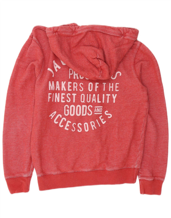 JACK WILLS Mens Graphic Zip Hoodie Sweater Medium Red Cotton