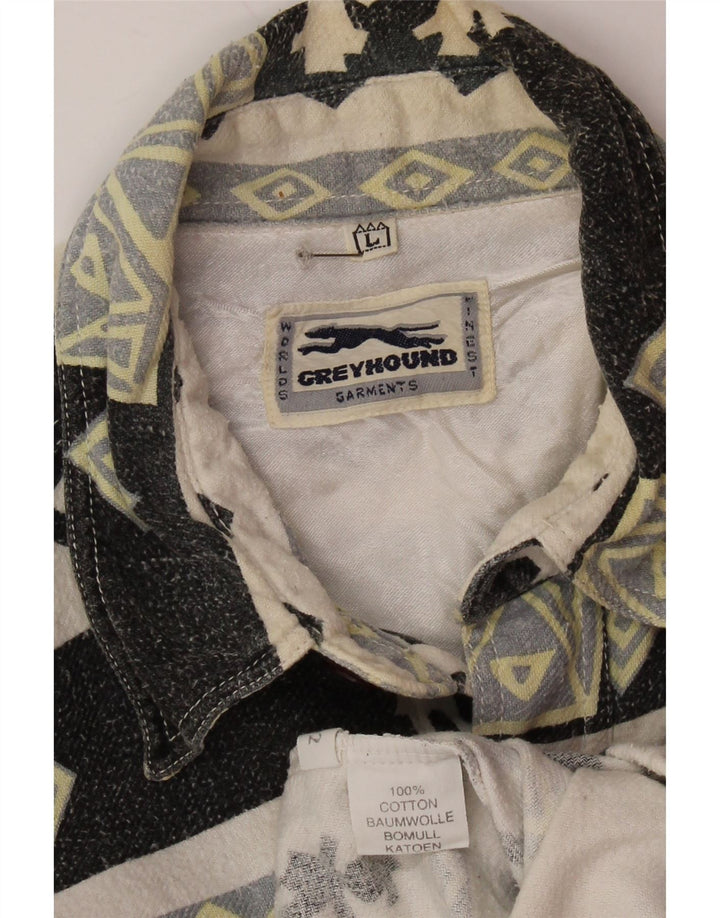 VINTAGE Mens Lumberjack Flannel Shirt Large Grey Geometric Cotton