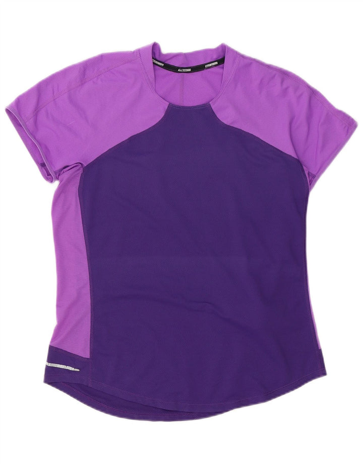 Nike Womens Dri Fit T-Shirt Top UK 12 Medium Purple Colourblock Polyester