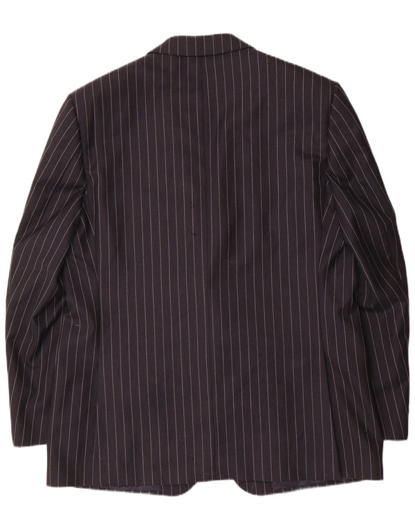 Aquascutum Mens 2 Button Blazer Jacket UK 48 3XL Navy Blue Pinstripe Wool