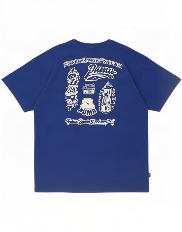 Puma Boys Graphic T-Shirt Top 13-14 Years Blue Cotton