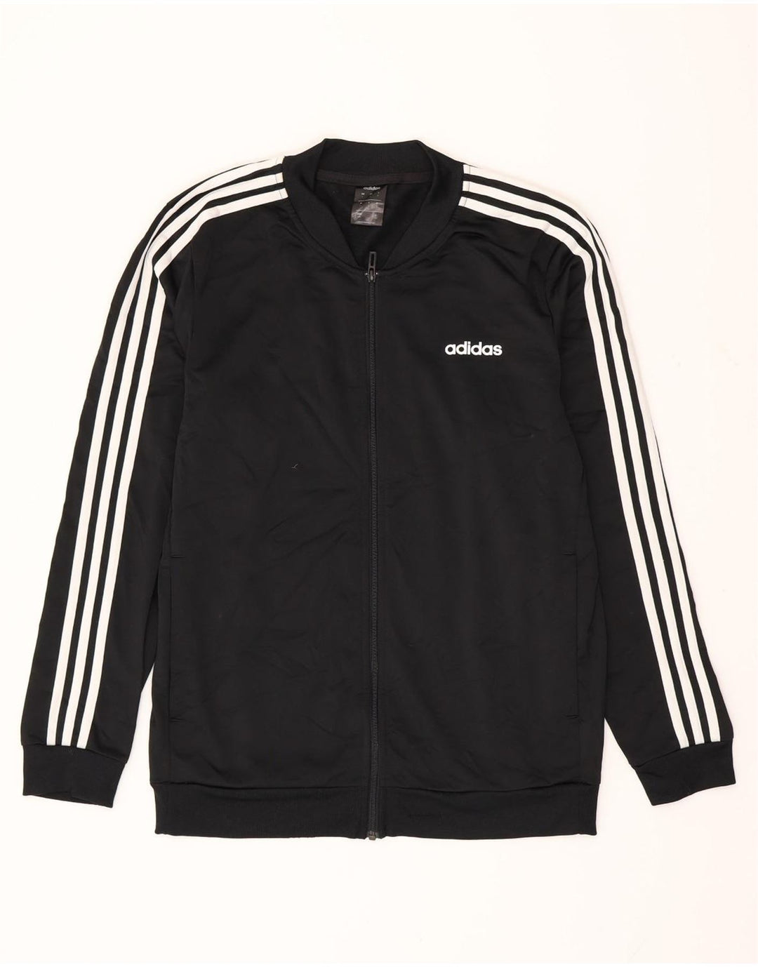 ADIDAS Mens Tracksuit Top Jacket Large Black Polyester
