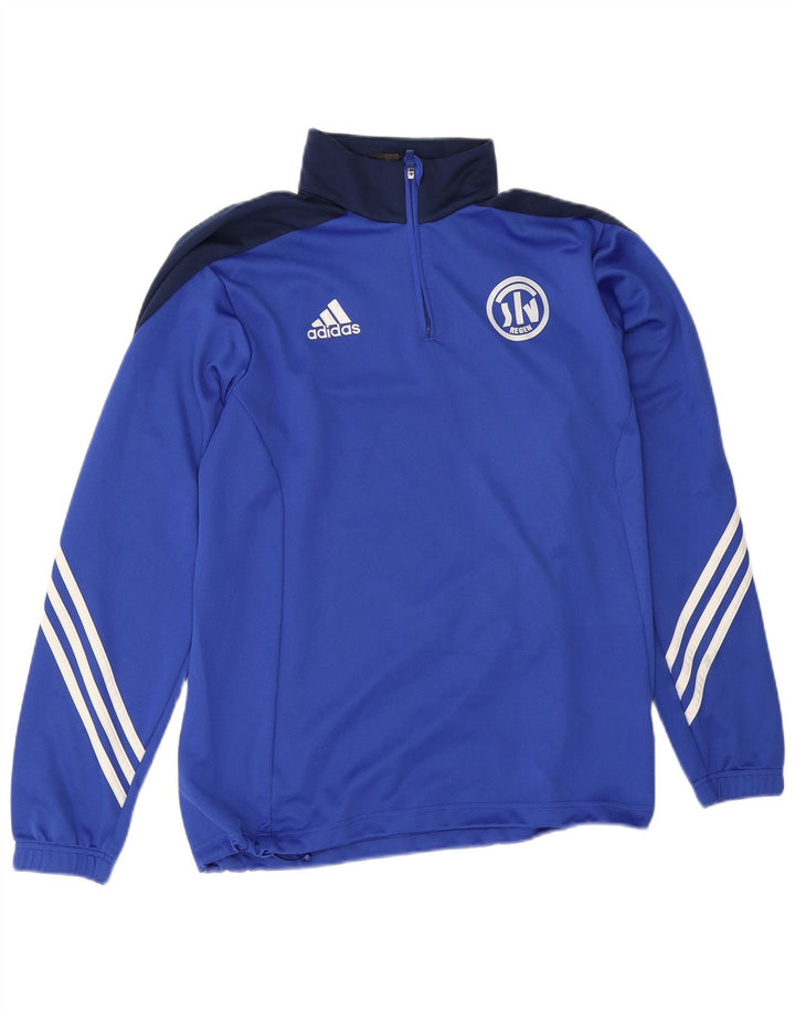 Adidas Mens Graphic Zip Neck Pullover Tracksuit Top Large Blue Colourblock