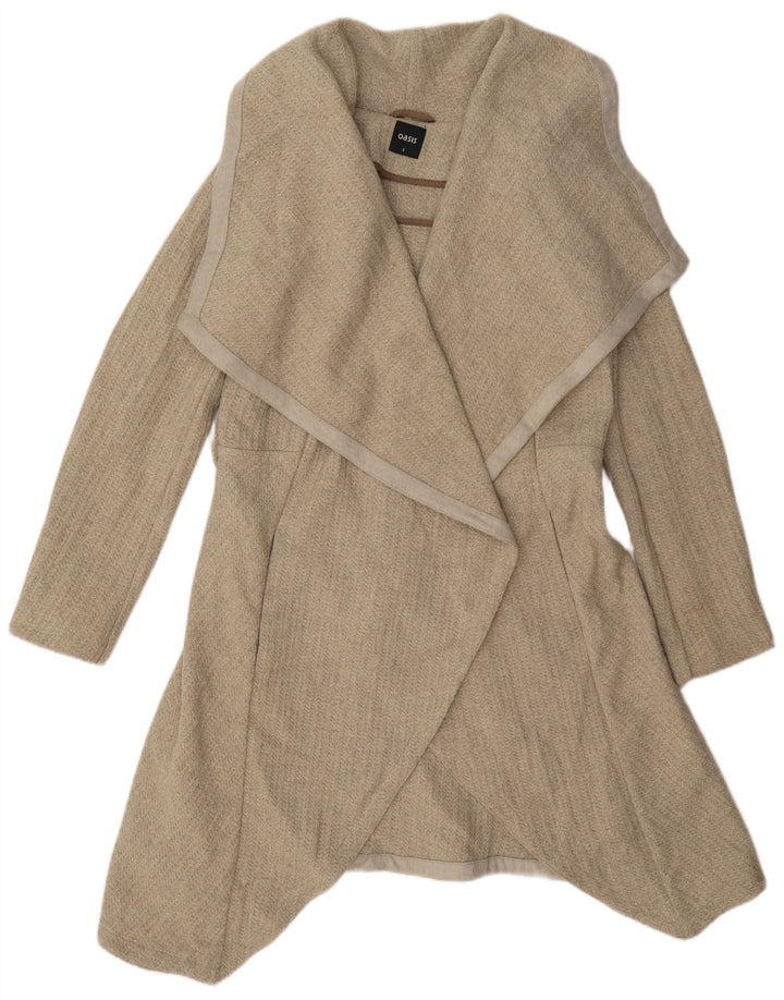 Oasis Womens Oversized Open Overcoat UK 10 Small Beige Wool