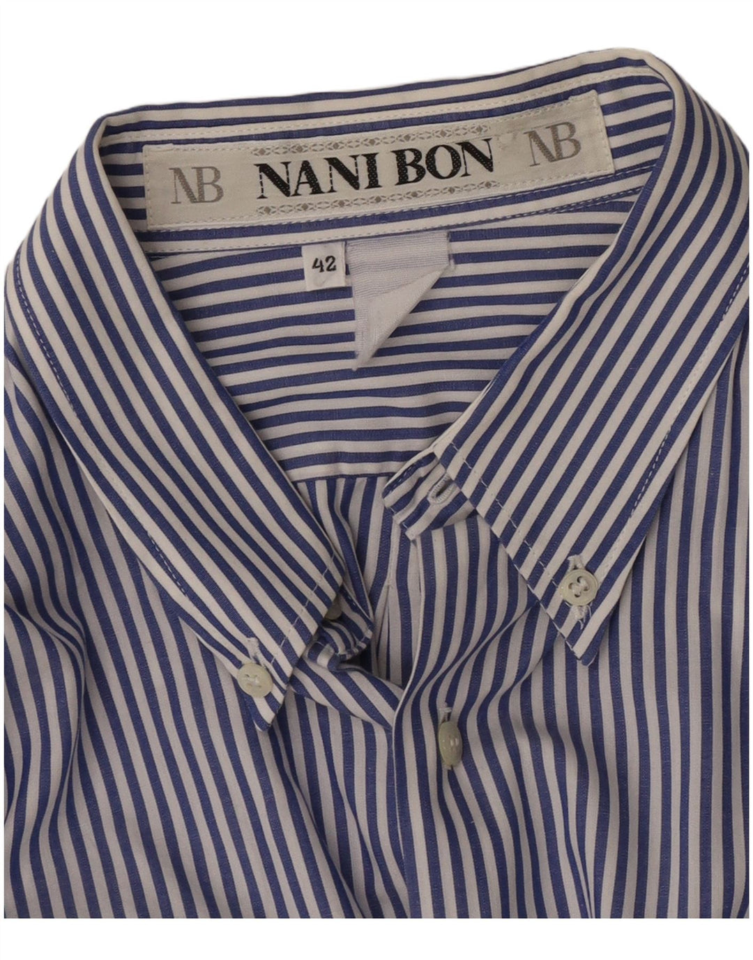 NANI BON Mens Shirt Size 42 Large Blue Pinstripe